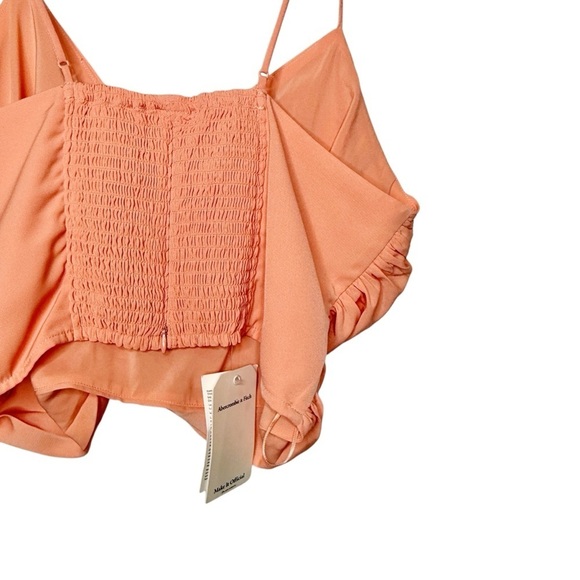 NEW Abercrombie Ruched Coral Pink O Ring Women’s Crop Cami Tank Top Sz L - Picture 10 of 11